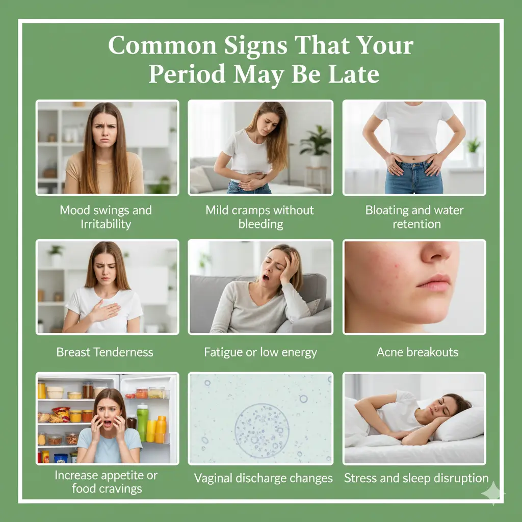 Common signs of period coming late