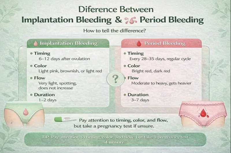 implantation kab hota hai vs period bleeding kab hoti h
