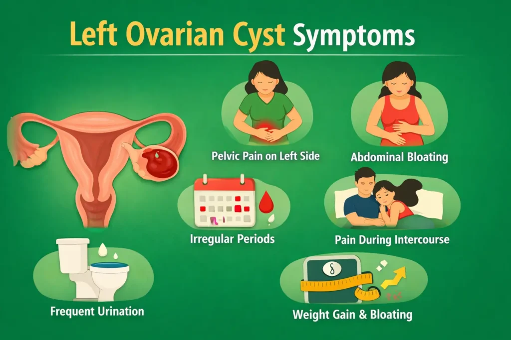 Left Ovarian Cyst के लक्षण