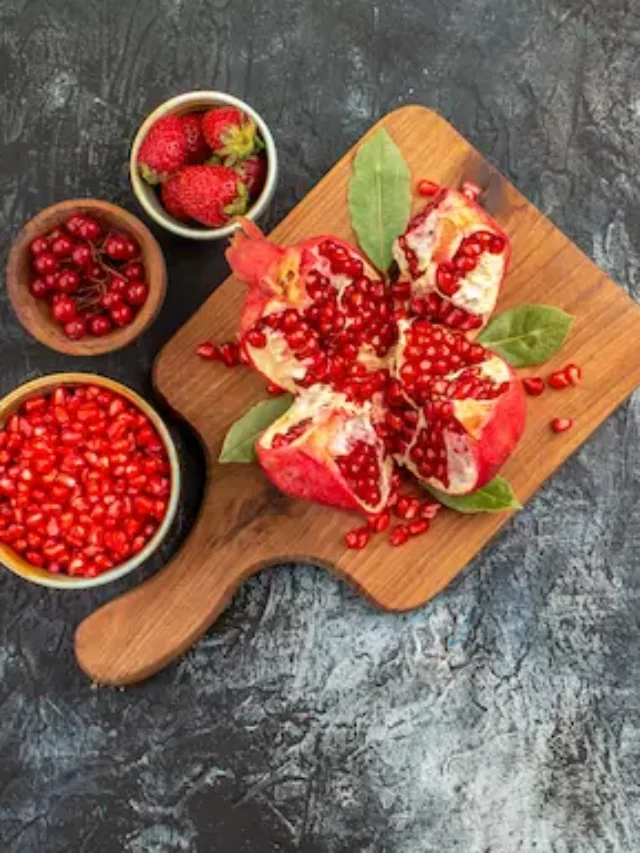 top-view-sweet-sliced-pomegranates